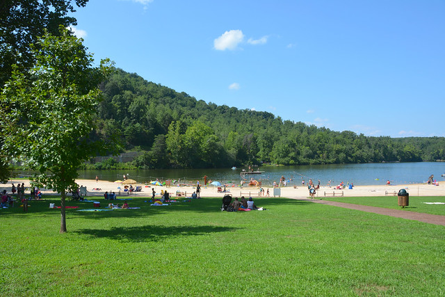 Spend the day relaxing in the warm sun and cooling off in the little lake at Fairy Stone State Park, Va