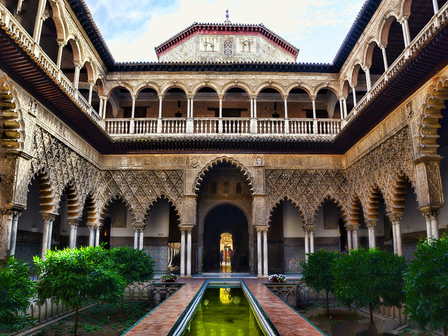 The Royal Alcázar, Courtyard of the Maidens, Seville Spain