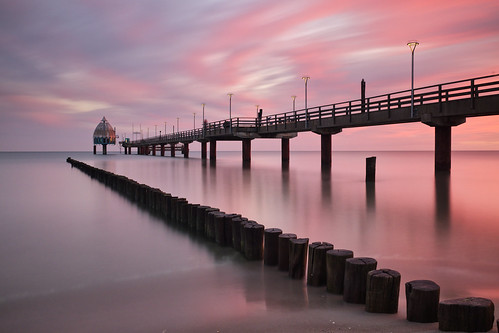 sea water sky sunrise travel outdoors pier pink clouds longexposure balticsea coast beach zingst landscape