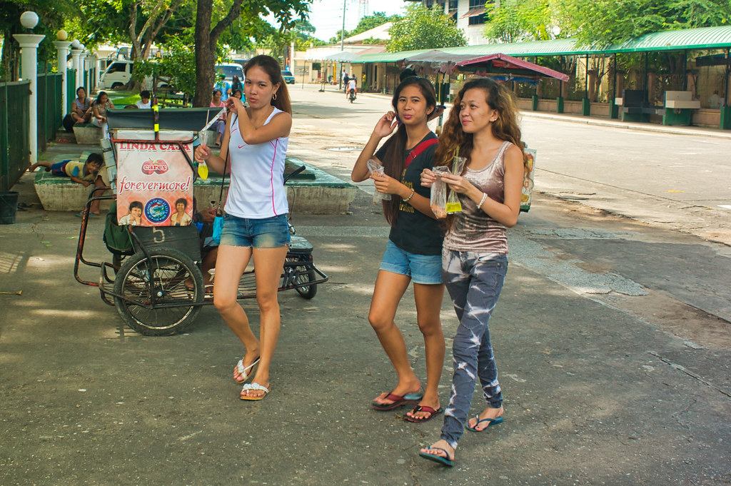 street, young, women, girls, filipina, walking, smiling, drinking, sony, a9...