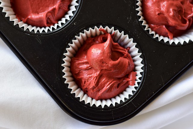 Red velvet cupcakes in the making
