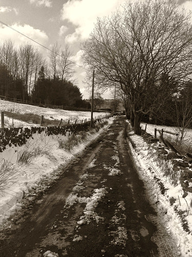 snow beastfromtheeast2 landscape lancashire lane dogwalk ice cold britishweather springtime monochrome mono sepia iphone newhey countryside rural rochdale northwest