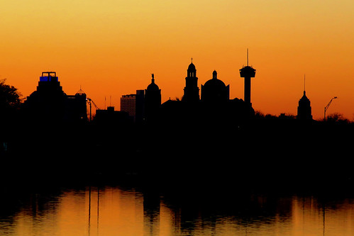 Sunrise at Woodlawn Lake by Flagman00, sanantoniotx woodlawnlake sunrise outdoorphotography silhouette reflection orangesky