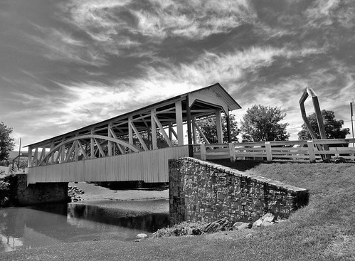 blackwhite bw halls mill covered bridge bedford county pa pennsylvania scenic landscapes structures georgeneat patriotportraits neatroadtrips old historical