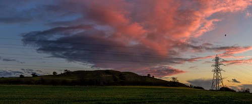 nikkor35mmf18 folkestone nikon d7100 pylon winter tree sunset panorama kent field clouds caesarscamp castlehill powerline england bird