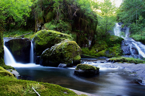 landscape stream waterfall oregon green long exposure