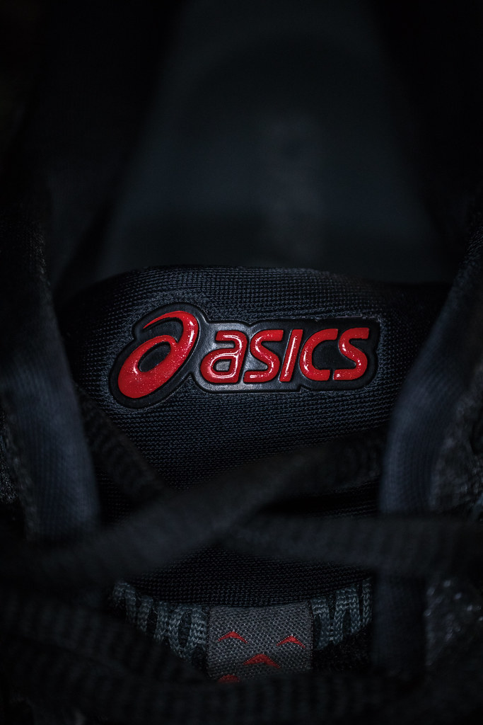 Red ASICS logo on a running shoe | Shot on: Canon EOS M50 an… | Flickr