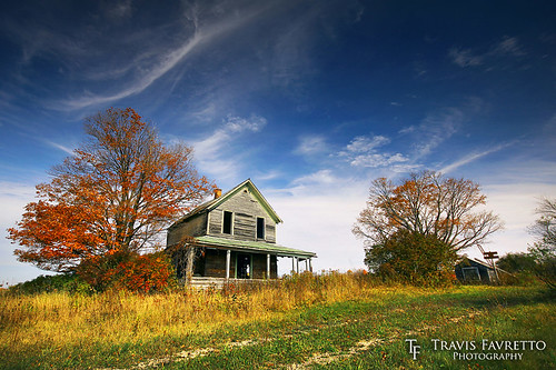 abandoned autumn circular polarizer cirrus clouds colors colours dilapidated driveway fall farmhouse forgotten grass house leaves michigan schoolcraft porch shack trees up weeds germfask