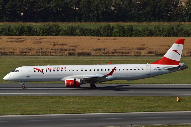 Austrian Airlines OE-LWC Embraer ERJ-195LR (ERJ-190-200 LR) cn/19000350 @ LOWW / VIE 21-06-2018