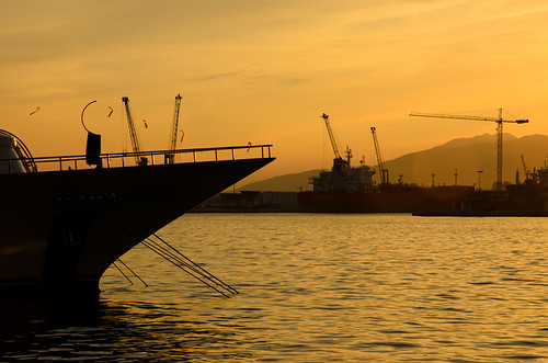 málaga malaga spain andalucia port harbour sea coast city urban sunset boat ship industry dock