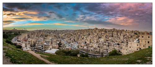 jordan sunset city citadel amman jebelalqala’a umayyad palace