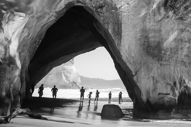 Cathedral Cove in B&W