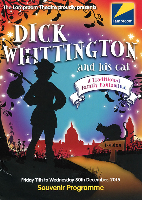Pantomime programme for Dick Whittington at the Lamproom Barnsley 2015