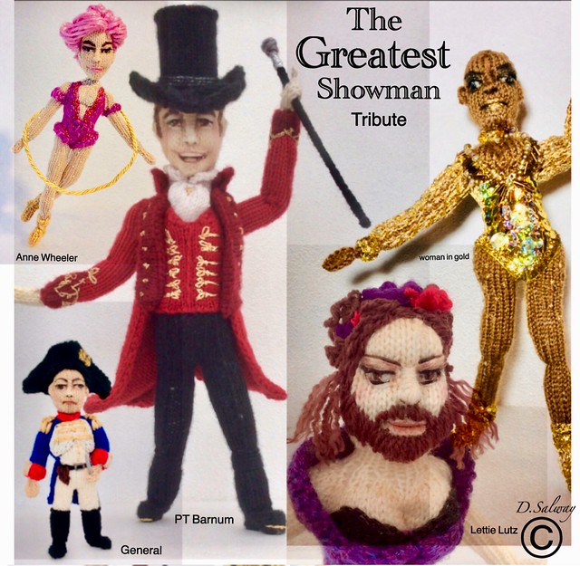 #Thegreatestshowman #film #actors #knitted #dolls #annewheeler #general #PTBarnum #womaningold #lettielutz #celebs