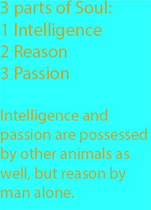 8-1  Intelligence and passion are possessed by other animals as well, but reason by man alone.