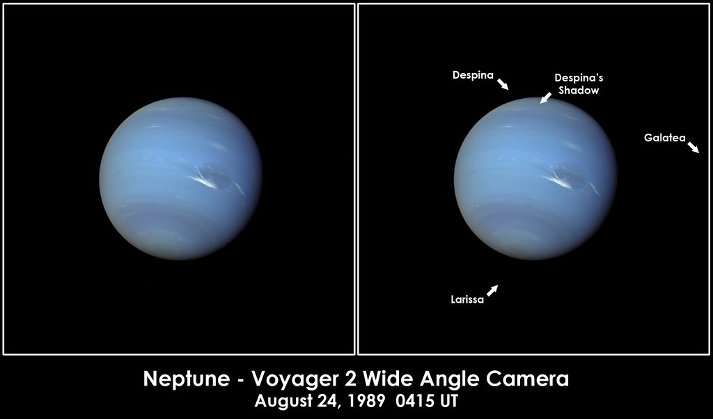 Neptune, Moons and Eclipses - Voyager 2 | Natural color comp… | Flickr