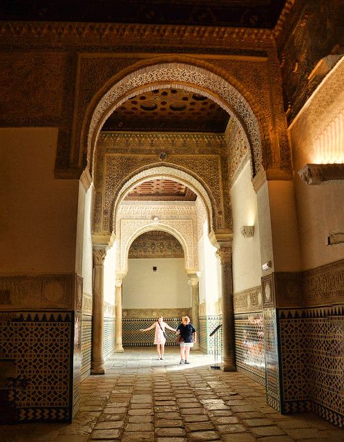 Exploring the ancient Andalucían palace-fortress in Seville Spain