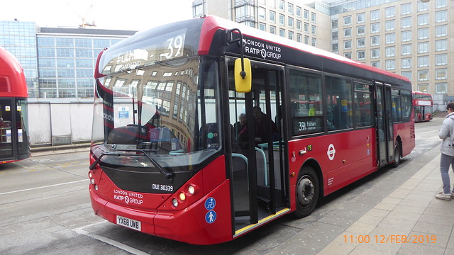 P1140937 DLE30339 YX68 UWB at Hammersmith Upper Bus Station Hammersmith London