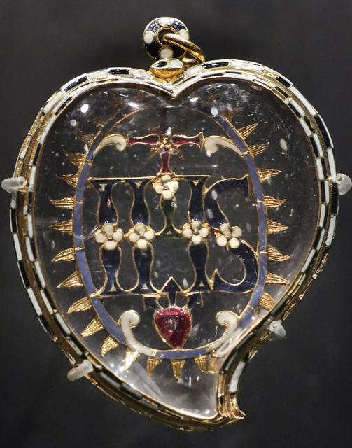 Heart-shaped pendant with IHS monogram, Spain, 1600-50