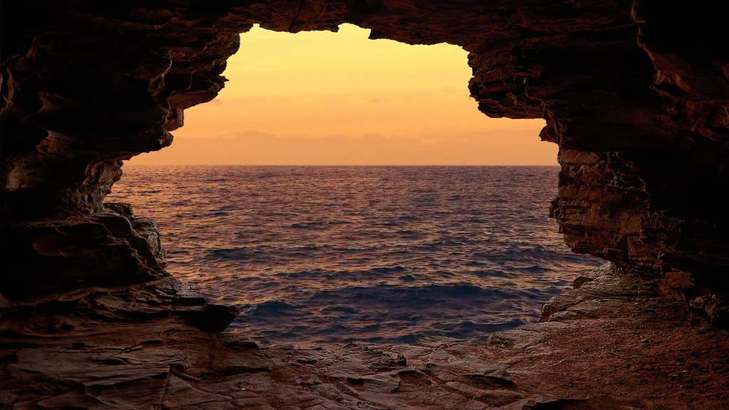 Sunset by the Sea Cave