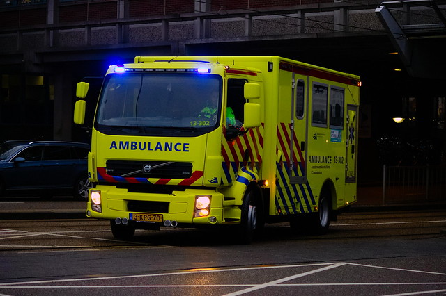 Dutch Ambulance underway to an hospital in Amsterdam