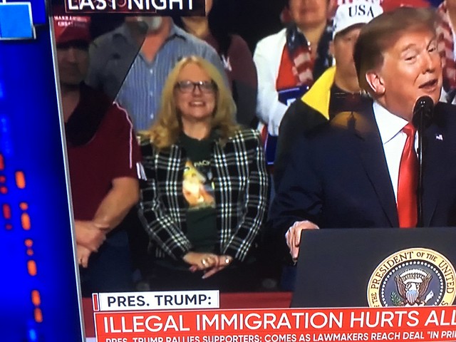 Tilly from Escape at Dannemara was at the disgusting orange fuck’s pointless El Paso rally for his pointless wall. Prison can’t happen soon enough for the Manchurian Tangerine.