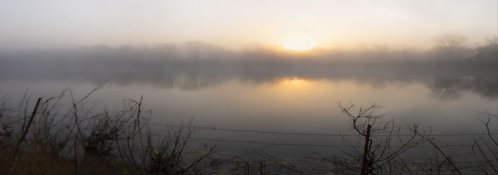 Foggy pond panorama- 3 image stitch