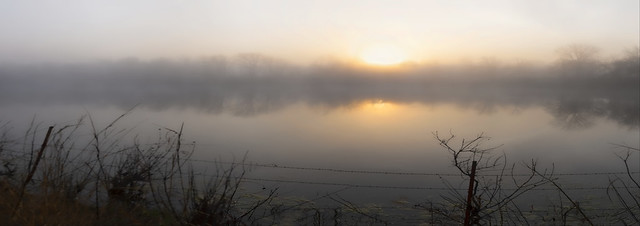 Foggy pond panorama- 3 image stitch
