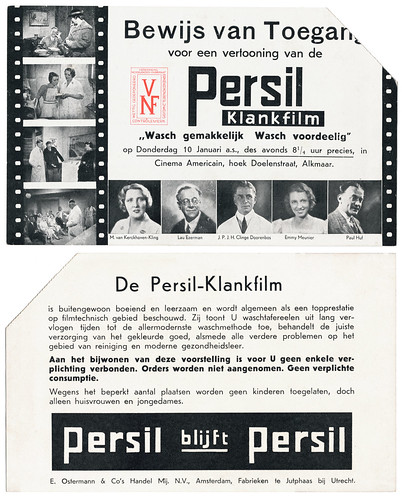 Bewijs van Toegang Persil Klankfilm "WASCH GEMAKKELIJK, WASCH VOORDELIG" (1935)