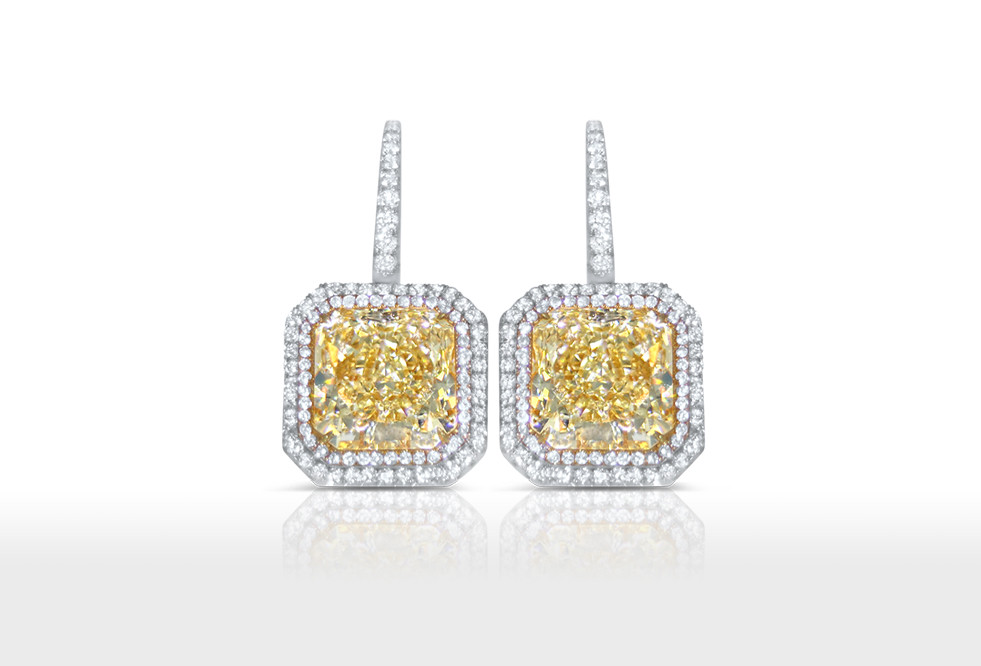 Yellow Diamond Earrings in Platinum | jaclyn . | Flickr