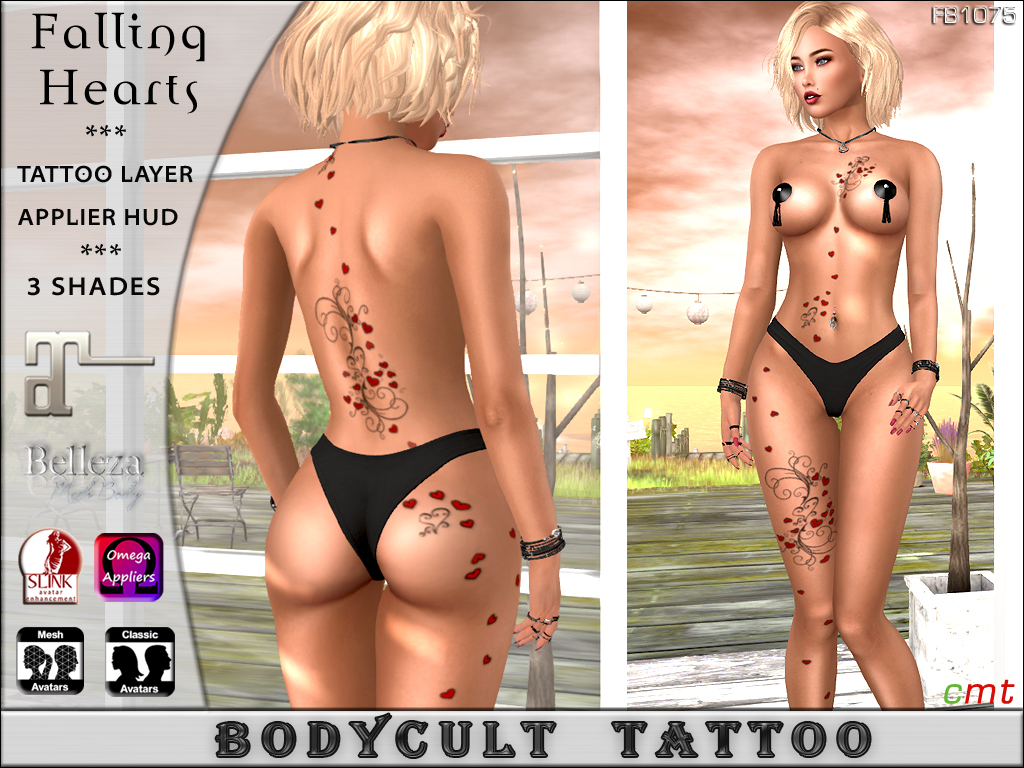 BodyCult Tattoo Falling Hearts FB1075