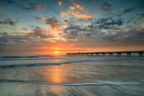 florida jacksonvillebeach sunrise pier ocean coast beach waves atlanticocean