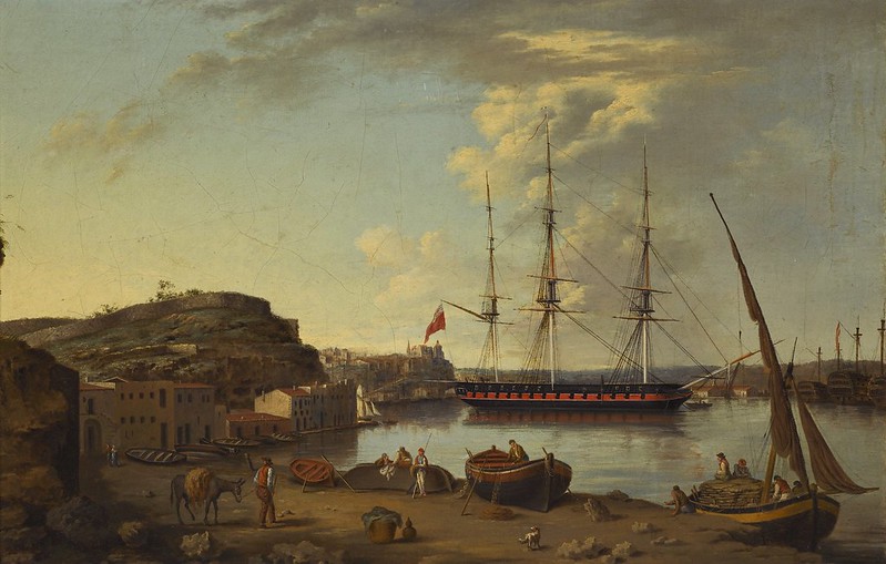 Anton Schranz (1769-1839) - A British Frigat at Anchor, Port Mahon, Minorca