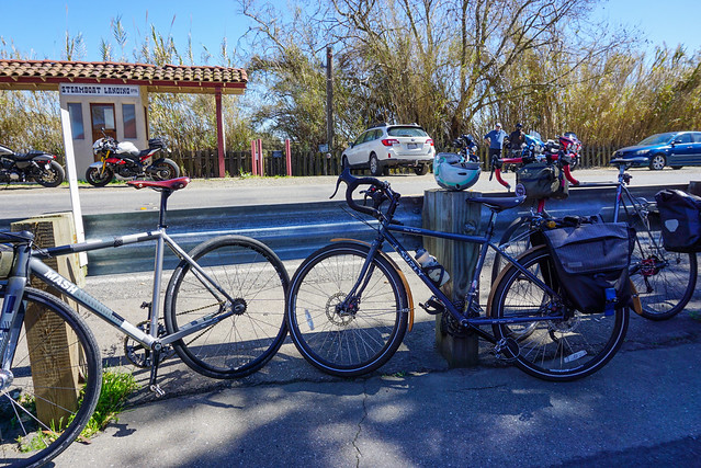 bike parking at the metal beam guard rail