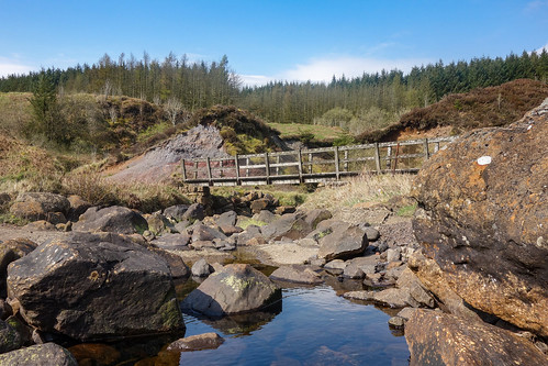 bridge wooden footbridge inver river stream rocks mountain landscapeglenariff county antrim northern ireland