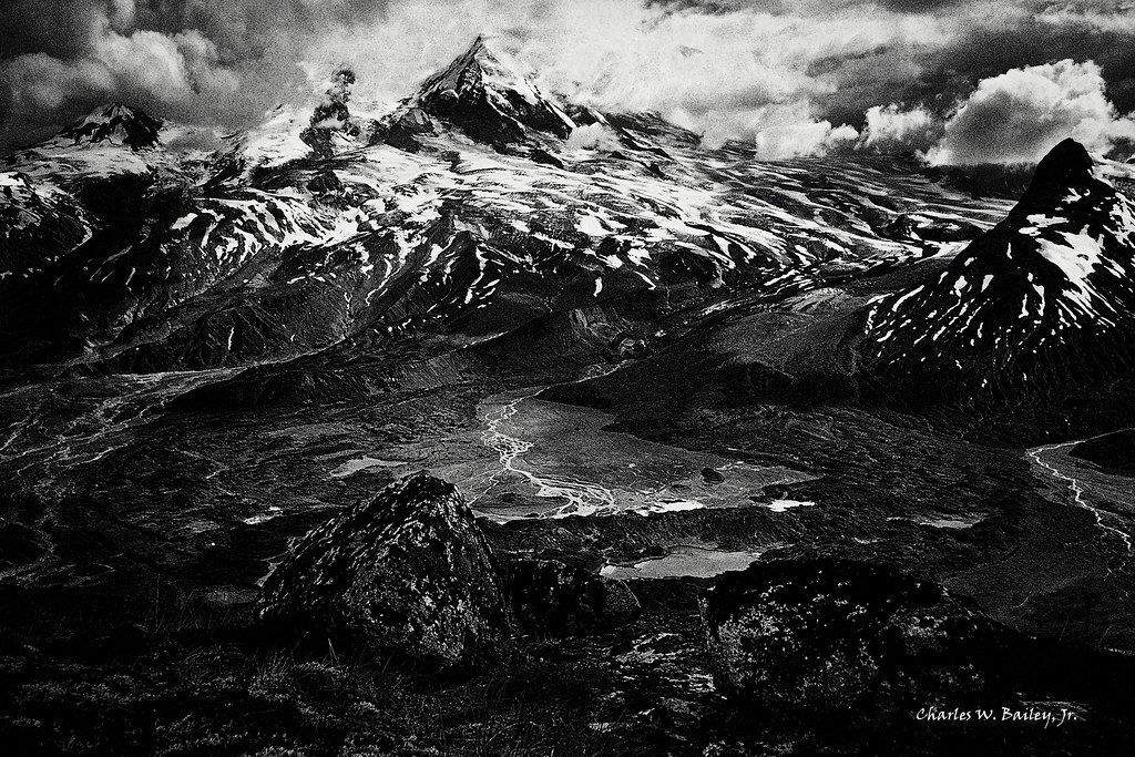 Digital Chalk and Charcoal Drawing of Mount Redoubt by Charles W. Bailey, Jr.