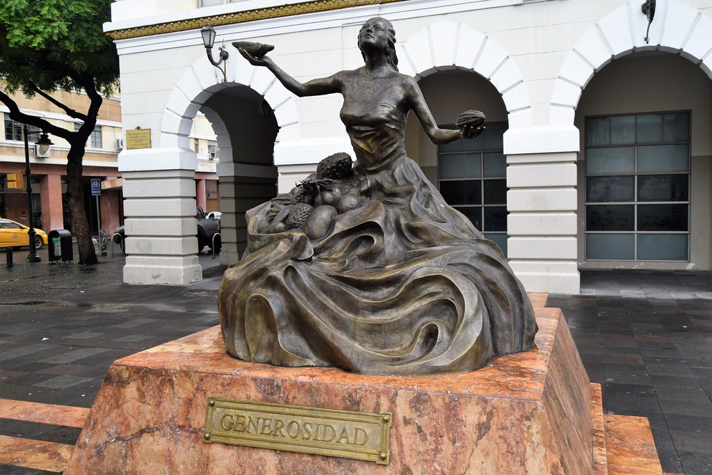 Ecuador. Guayaquil. This bronze is titled 'Generosity'.