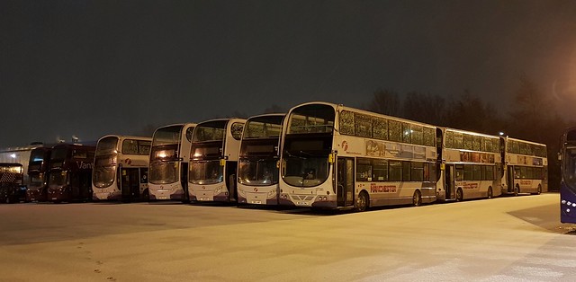 Mixture of buses at Bolton Depot