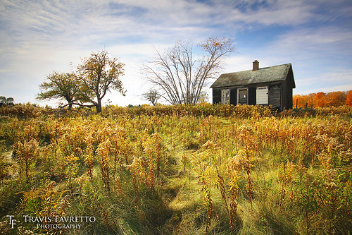abandoned autumn circular polarizer cirrus clouds colors colours dilapidated fall field forgotten grass house leaves meadow michigan pasture schoolcraft shack trees up weeds germfask