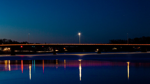 maine gardiner river kennebec reflections nightphoto lighttrails bridge randolf