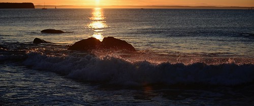 sunset surf topsail newfoundland canada sea ocean water sun