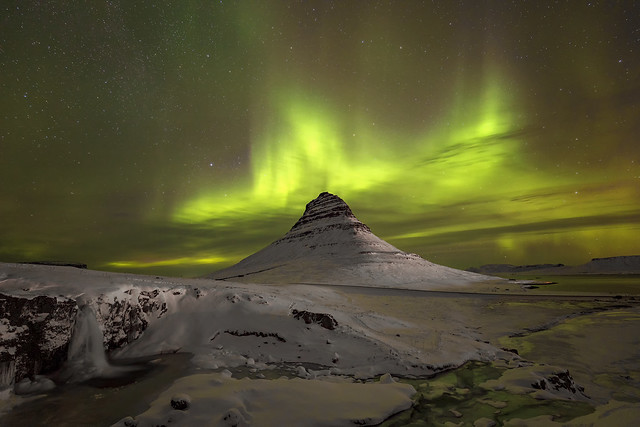 Nature's Magical Light show, the Aurora Borealis over Kirkjufell, Snaefellsnes Peninsula, Iceland