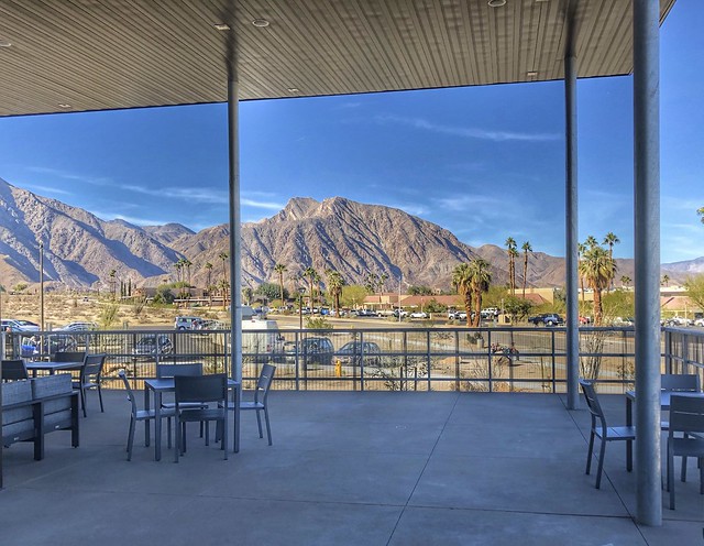 Indianhead and the San Ysidro Mountains from the Outdoor Gathering Area of the New Borrego Springs Branch of the SDCL System