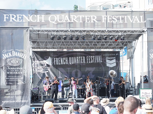 New Breed Brass Band on Day 1 of French Quarter Fest - 4.11.19. Photo by Michele Goldfarb.