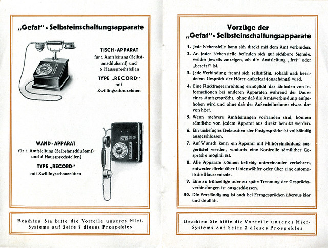 Heftchen der Gefat - Gesellschaft für automatische Telephonie, Seiten 1, 2