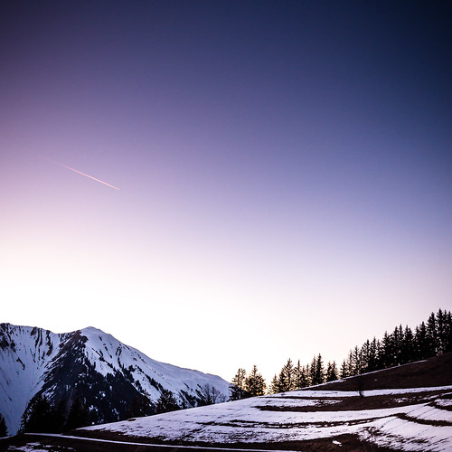 albiez mountains snow sunset