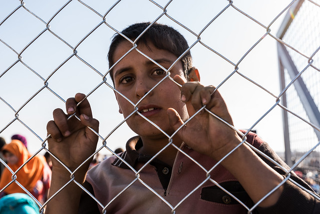 Iraqi child in a refugee camp