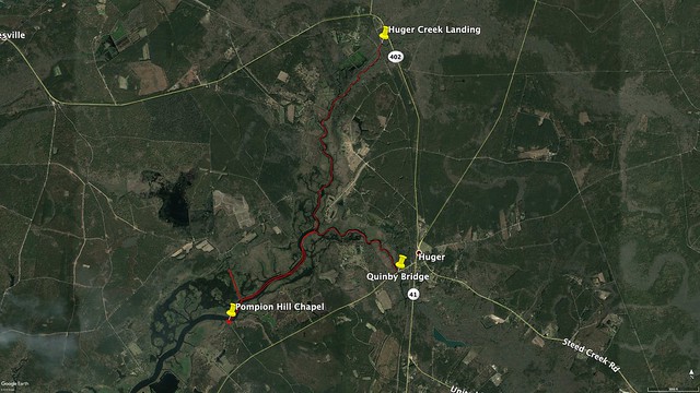 Kayaking to Pompion Hill Chapel on Huger Creek, Cooper River, and Quinby Creek