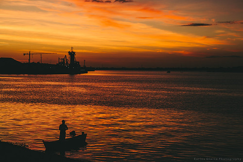 fisherman by Karina Diarte de Maidana, gold sunset fishing boat river costaneradeasuncion asuncion paraguay rioparaguay asunción