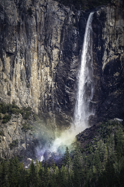 Bridalveil Falls Yosemite w/ mist Rainbow
